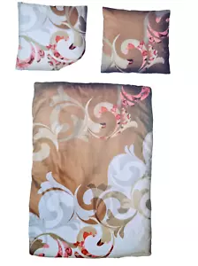 2tlg BETTWÄSCHE Baumwolle MAKO SATIN 135x200 Digitaldruck Beige Weiß - Bild 1 von 2