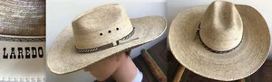 VTG LAREDO PONDEROSA MEXICO NATURAL STRAW WESTERN HAT BROWN BAND SIZE 7 1/8 GUC - Picture 1 of 9