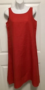 Eileen Fisher Irish Linen Midi Dress Size XS Red Sleeveless Sheath Women’s - Picture 1 of 5