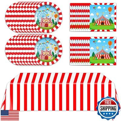 Circus Theme Paper Plates and Napkins Circus Party Decorations Tableware Set  - Image 1 of 4