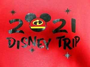 Hermosa CAMISETA ROJA DISNEY 2021 TRIP 2 caras en etiqueta Hanes para hombre talla grande - Imagen 1 de 5