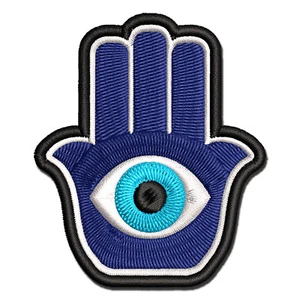 Hamsa Evil Eye Hand Ward Protection Symbol Charm Embroidered Iron-On Patch - Picture 1 of 5