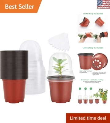 Tazas de plántulas de iniciación de jardinería con cúpula de humedad incorporada y orificios de drenaje Foto 1 de 4