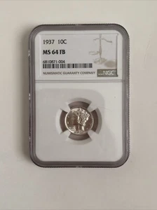 1937 NGC MS FB 64 10C Silver Dime BLAST WHITE - Bild 1 von 3