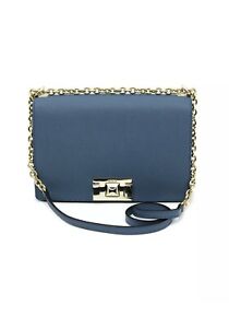 Woman bag Furla Mimi' S crossbody blue leather and shoulder piombo 1007405