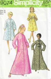 Simplicity 9074 Vintage 70's Robe in 2 Lengths Size 14 Uncut - Bild 1 von 2