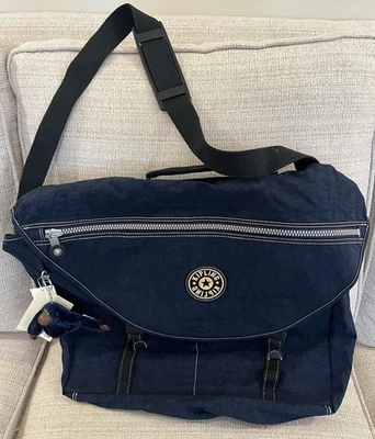 Tumi NWT Kipling Blue Nylon Alien Large Messenger Bag & Matt The Monkey Charm - Image 1 of 4
