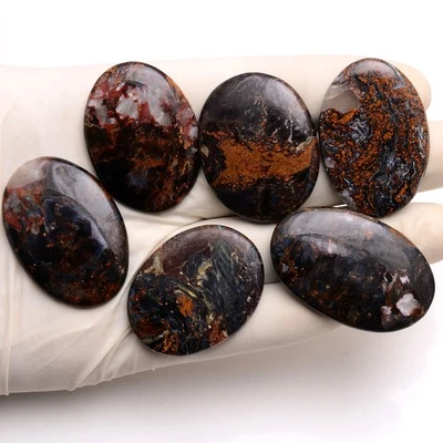 Fire Storm~6 Pcs Natural Chatoyant Pietersite Top Grade Oval Loose Gemstones Lot - Image 1 of 4