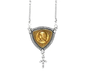 Neu mit Etikett Brighton Jeanne d'Arc Courage Silber, Gold & Kristall Kreuz Halskette 98 $ - Bild 1 von 7