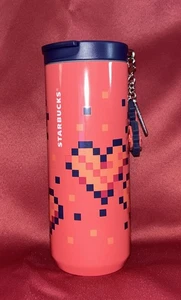 Starbucks Valentine Pink Pixel Hearts Edelstahl Becher isoliert 12 fl oz - Bild 1 von 10