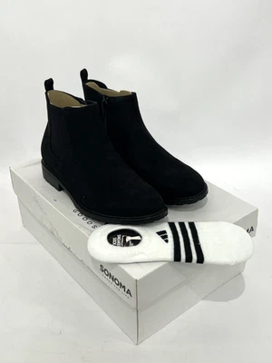 Sonoma Goods For Life Brantlee Womens Chelsea Boots Black Micro with Socks 8 NIB - Image 1 of 4