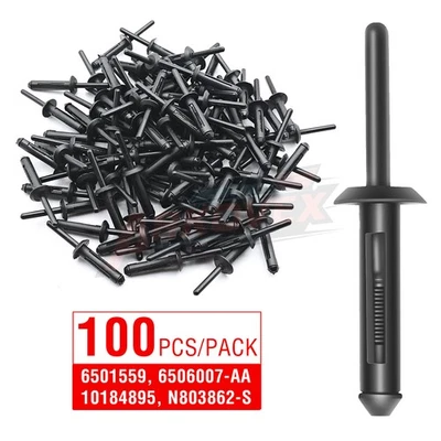 100X for Jeep Grand Cherokee Wrangler Rivet Fender Flare Bumper Clip 6501559 Foto 1 de 4