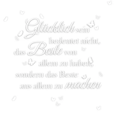 Wandtattoo Zitat Spruch: Glücklich sein Küche Wohnzimmer Aufkleber YX005 Weiß - Bild 1 von 4