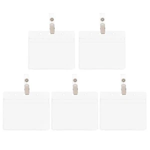Set 5 Porta Badge Nome Card Lavoro Trasparente Protezione Pesante - Foto 1 di 12