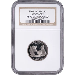 2004-S Clad Wisconsin State Quarter ~ NGC PF70 ULTRA CAMEO - Picture 1 of 2