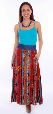 Scully Womens Southwestern Patchwork Santa Fe 100% Rayon Skirt - Image 1 of 3