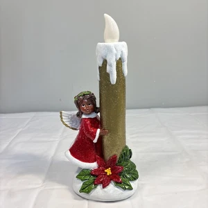 Mr. Christmas Ángel Nostálgico con Vela Temporizador Parpadeante Poinsettia - Imagen 1 de 20