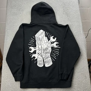 Troll Co Pullover Felpa con Cappuccio Nero XXL Uomo Mani Sporche Preghiera - Foto 1 di 7