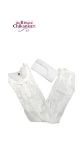 Kurti Chikankari bianco da donna | Kurta in cotone fatto a mano Lucknowi con fondo - Foto 1 di 5
