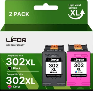 LIFOR 302XL Ink Cartridges Combo Pack for HP Envy 4520 4527 4524 4523 3835 - Picture 1 of 5