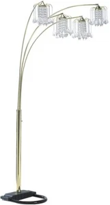NEW Brass/Steel U Base & Faux Crystal Ornaments Shade Finish 63" Floor Lamp 6966 - Picture 1 of 7