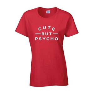Süß aber Psycho lustiger Spruch T-Shirt viral Mode Geburtstag Weihnachtsgeschenk Frauen Top - Bild 1 von 9