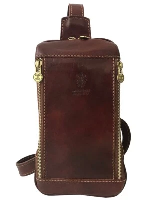 Marsupio a spalla Uomo in vera pelle made in Italy BC620 4 colori - Immagine 1 di 4