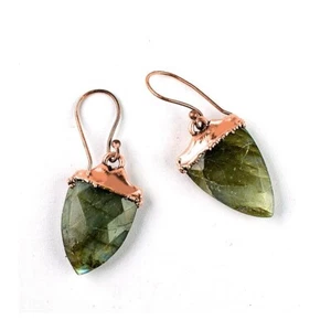 Natural Crystal Labradorite Statement Earrings Tear Drop Earring Gift For Her - Picture 1 of 6