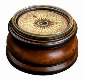 High Seas Brass Ship Compass in Antiqued Mahogany Stand 3.5" Nautical Decor New - Picture 1 of 1