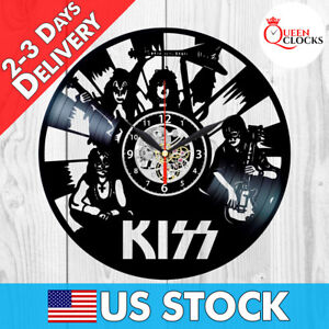 KISS Rock Band Vinyl Record Black Wall Clock Fan Art Best Gifts Home Room Decor