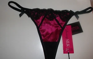 Nuevo con etiquetas Tanga La Senza 12 16 18 Rosa Fucsia Seda Georgia - Imagen 1 de 5