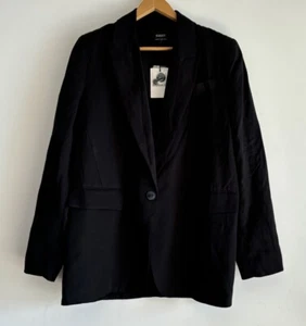 Bardot Ladies Blazer Size 12 Black Relaxed Fit BNWT $189 Linen Lined Corporate - Picture 1 of 11