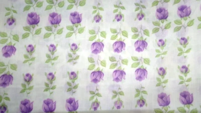 BTHYD SMALL LAVENDER TULIPS SEMI SHEER COTTON FABRIC 45"W CLOTHING CRAFT DOLL