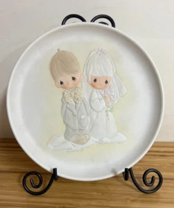 Precious Moments Wedding Plate and Metalstand - dated 1980 - Picture 1 of 5
