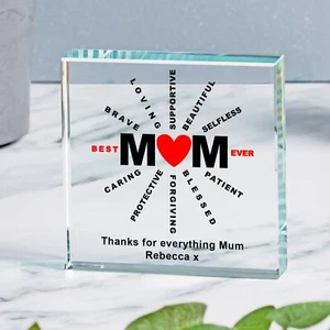 Best Mum Ever - Día de la Madre - Bloque de Vidrio Personalizado Adorno Regalo 9cm - Imagen 1 de 3