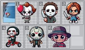 Cute Horror and Slasher Movie Monsters Vinyl Decal Car Sticker Pick Your Fav! - Picture 1 of 1
