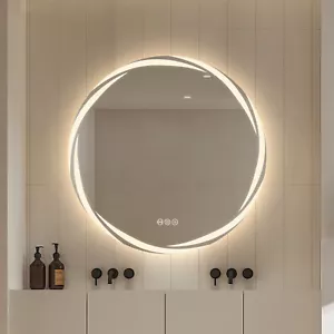 32" 24’’ Round Led Bathroom Mirror Backlit Lighted Anti-Fog Smart Vanity Mirror - Picture 1 of 20