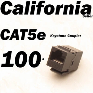 Lotto 100 pezzi CAT5 in linea RJ45 Keystone accoppiatore a parete adattatore jack 8P8C nero CAT5e - Foto 1 di 8