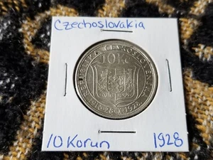 Czechoslovakia 10 Korun 1928 Silver Circulated - Tomáš Masaryk - Picture 1 of 2