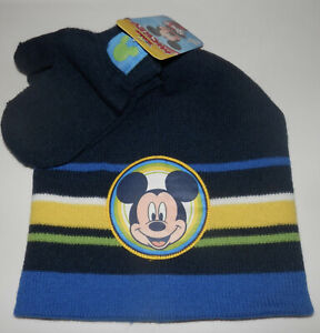 DISNEY MICKEY HAT AND MITTEN SET * BLUE/YELLOW * ONE SIZE * NEW **
