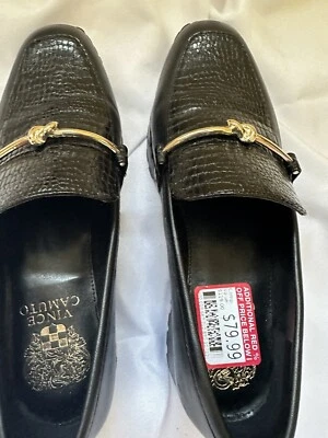Nuevos Mocasines Vince Camuto de Cuero Sin Cordones de Cuero Guijarro Negro Dorado Talla 6.5 Foto 1 de 3