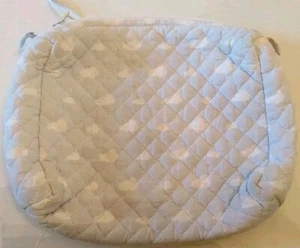 Zara Home Quilted Makeup Bag Women's S/M Blue White Cloud Pattern Zip Closure - Picture 1 of 5