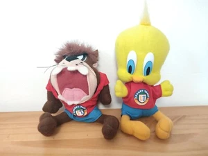 Peluche Looney Tunes Tweety Pie Diavolo Tazmaniano Calcio Giocattolo Morbido 1998 Vintage x2 - Foto 1 di 10