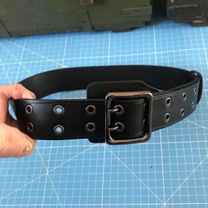 Men Leather Double Prong Belt 48mm Tactical Work Waistband for Jeans Pants Retro - Picture 1 of 10