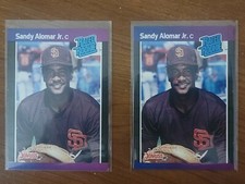 2  1989 Donruss Sandy Alomar Jr 28 RC Rated Rookie San Diego Padres Puerto Rico