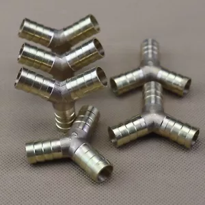 6Pcs Way Brass Hose Barb Fitting Pipe Tubing Splicer Fuel Water Gas Air 1/2"Y-3 - Picture 1 of 6