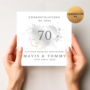 Personalised Platinum Wedding Anniversary Card - 70th Wedding Anniversary Card - Picture 1 of 3