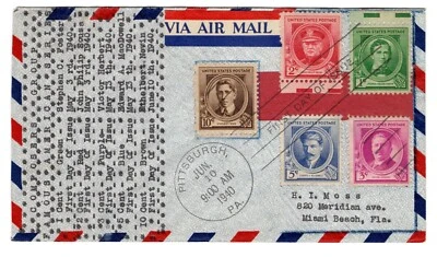 #883 Ethelbert Nevin Famous American 1940 FDC - Typed Cachet Composers Set - Image 1 of 2