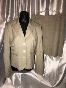 Traje Falda Blazer Sharagano Atelier Beige/Gris Panel para Ventana Wmn Múltiples Bolsillos - Imagen 1 de 12