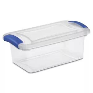 (3 pack) 7 Quart Latch Box, Clear Storage Bin with Clear Lid, Blue - Picture 1 of 4